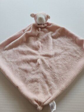 Angel Dear Sleeping Lamb lovey security blanket Pale pink corner knots